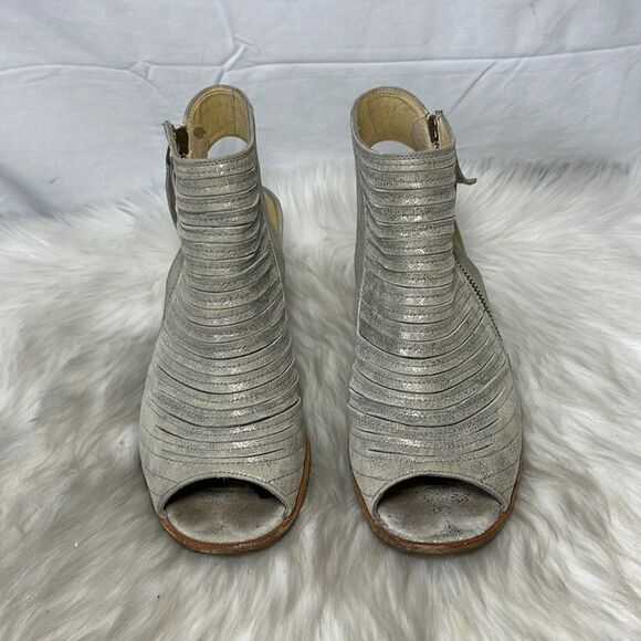 Paul Green Cayenne Metallic Smoke Suede Peep Toe Sandals Sz 5.5/US 8 - Picture 2 of 9